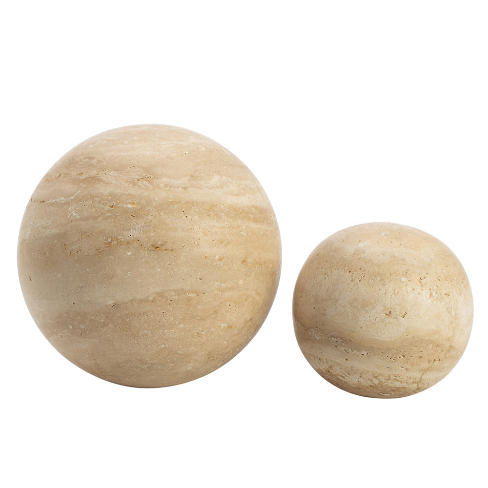 Liang & Eimil Travertine Ball Sculpture - Set of 2