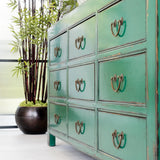 Lingbao Peacock Wide Chest of Drawers in Green