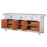 Lingbao Distressed White Cabinet with 5 Doors