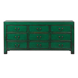 Lingbao Peacock Wide Chest of Drawers in Green