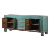 Lingbao Turquoise Sideboard with 4 Doors and 3 Drawers