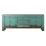 Lingbao Turquoise Sideboard with 4 Doors and 3 Drawers