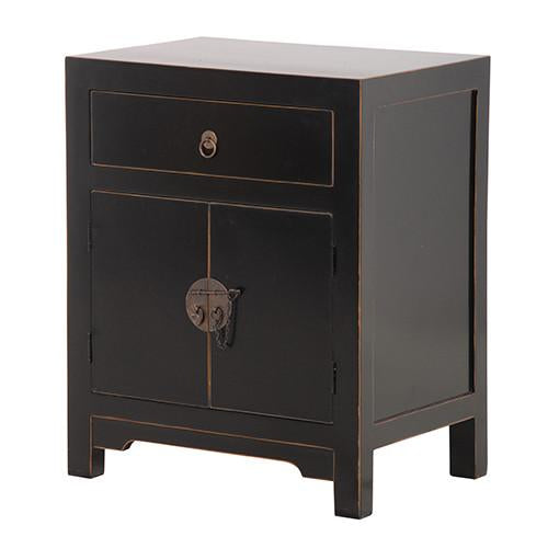 Ming Black Lacquered Bedside Table