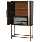 Dellora Wine Cabinet in Oak and Faux Shagreen