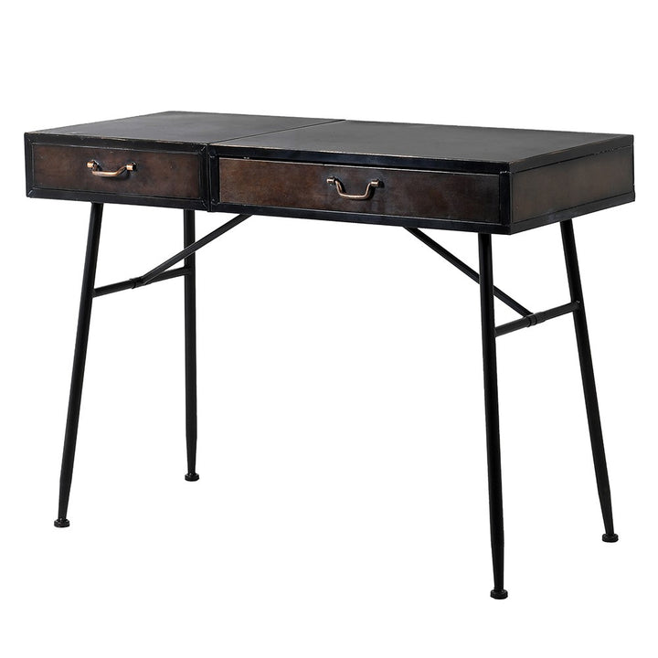 Orion Iron Dressing Table with Mirror in Dark Brown