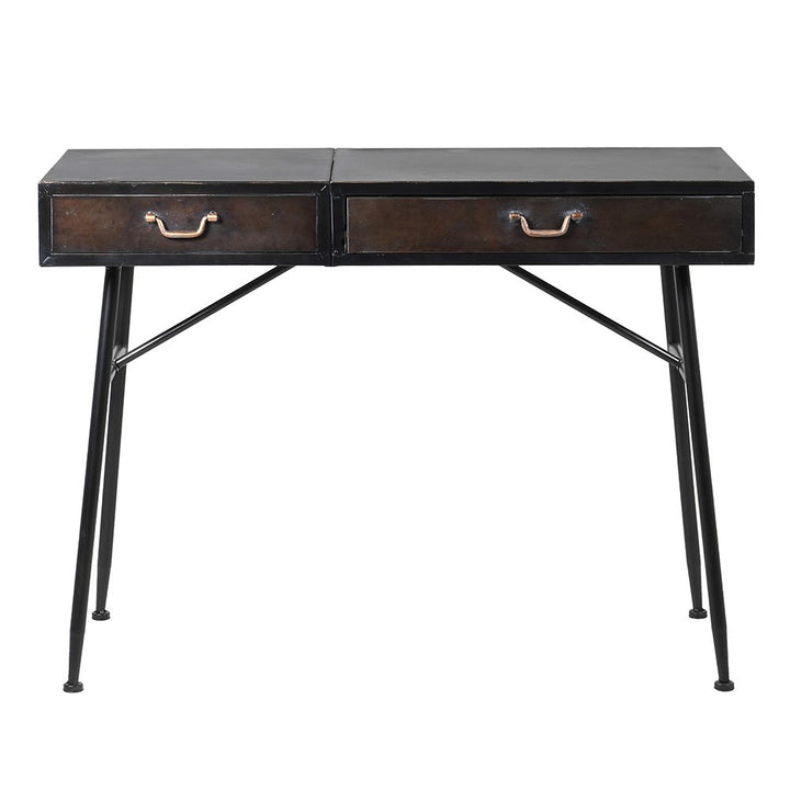 Orion Iron Dressing Table with Mirror in Dark Brown