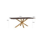 Richmond Interiors Conrad Dining Table with Faux Marble and Gold Stainless Steel
