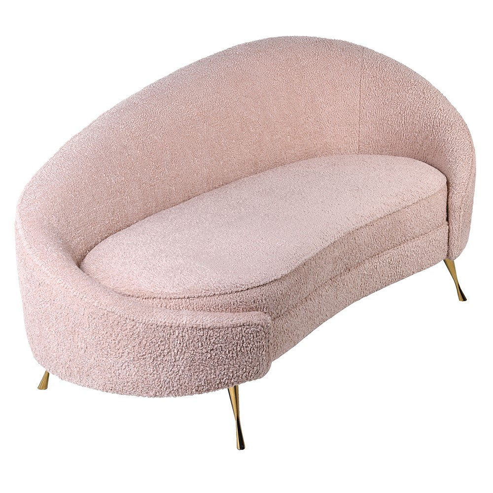 Sakura Curved Sofa in Pink Boucle Fabric