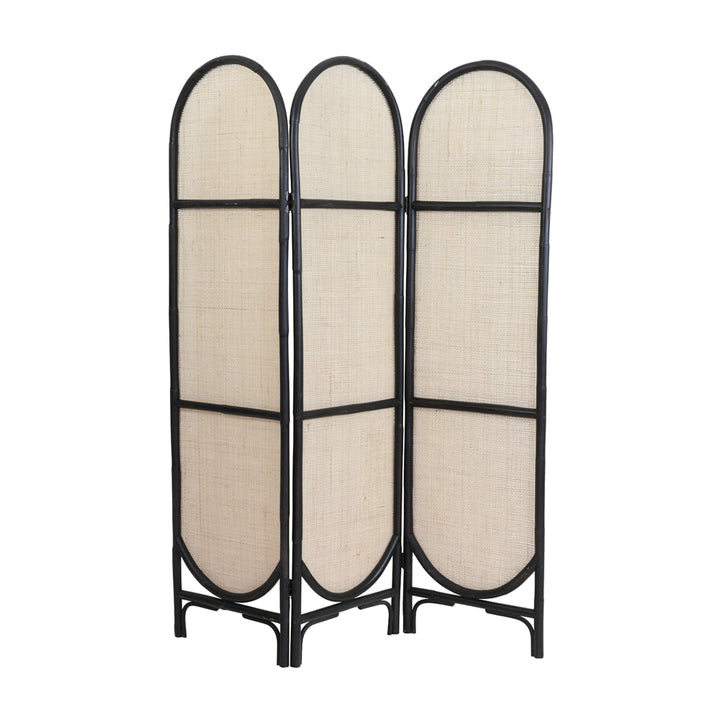 Light & Living Herwin Room Divider with Black Wood and Natural Webbing