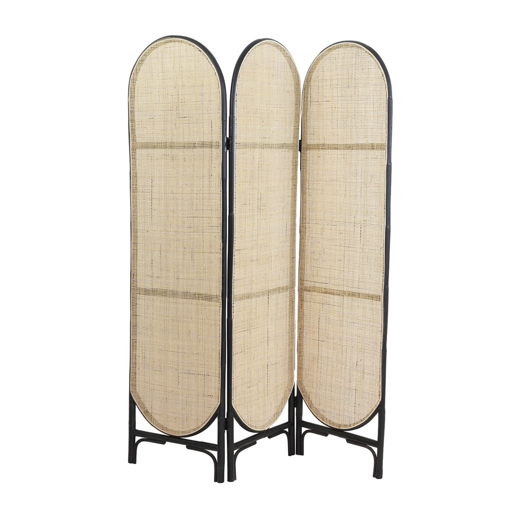 Light & Living Herwin Room Divider with Black Wood and Natural Webbing