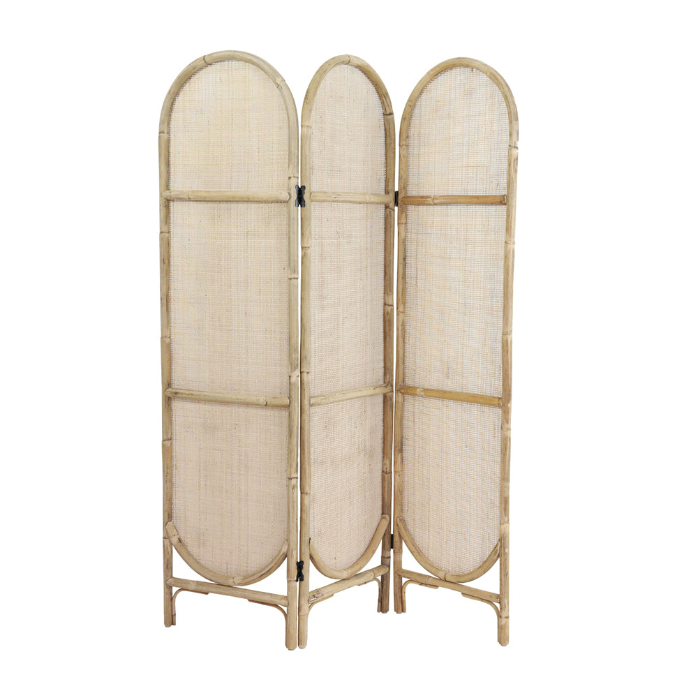 Light & Living Herwin Room Divider with Light Wood and Natural Webbing