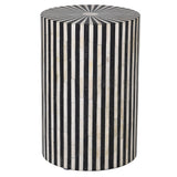 Trickeria Bone Inlay Side Table with Stripes