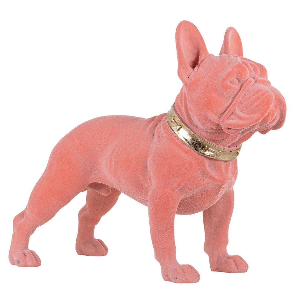 Winston Dog Ornament with Polyresin and Pink Flock – Shropshire Design