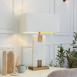 RV Astley Nahanni Table Lamp – White and Antique Brass