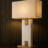 RV Astley Nahanni Table Lamp – White and Antique Brass – Excess Stock