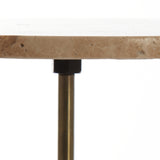 Light & Living Gimi Side Table in Antique Bronze and Cream Travertine