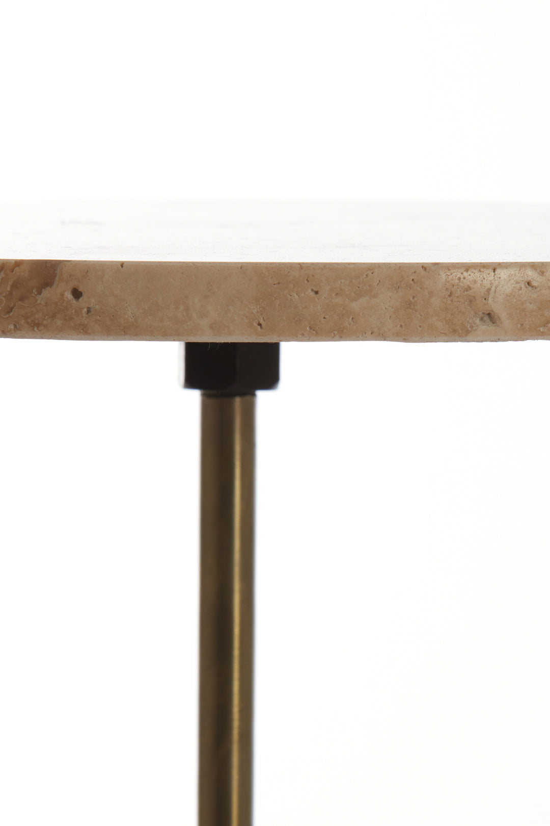 Light & Living Gimi Side Table in Antique Bronze and Cream Travertine