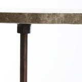 Light & Living Kimi Side Table in Dark Bronze and Brown Travertine