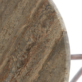 Light & Living Kimi Side Table in Dark Bronze and Brown Travertine