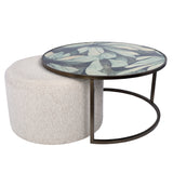 Libra Interiors Savanna Leaf Coffee Table & Nesting Pouffe