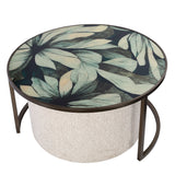 Libra Interiors Savanna Leaf Coffee Table & Nesting Pouffe
