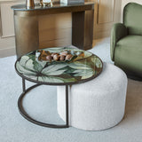 Libra Interiors Savanna Leaf Coffee Table & Nesting Pouffe