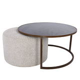 Libra Interiors Driftwood Ripple Coffee Table & Nesting Pouffe