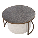 Libra Interiors Driftwood Ripple Coffee Table & Nesting Pouffe