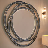 RV Astley Dove Round Mirror – Walnut and Champagne Silver