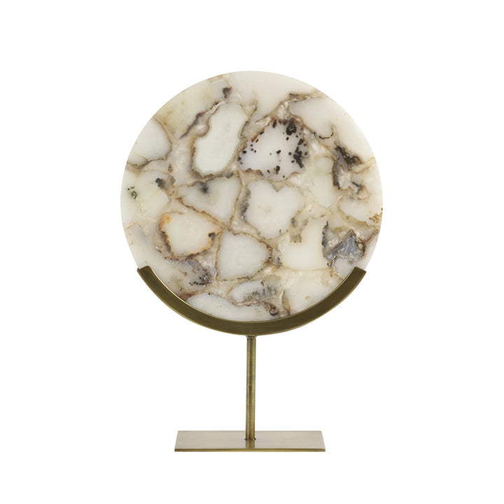 Light & Living Gouya Sculpture in White Agate and Antique Bronze