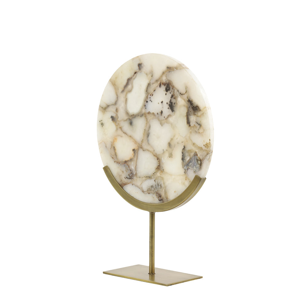 Light & Living Gouya Sculpture in White Agate and Antique Bronze – Excess Stock