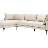 Alora 3 Seater Chaise Sofa - Cream - Left Facing