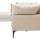 Alora 3 Seater Chaise Sofa - Cream - Left Facing