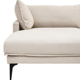Alora 3 Seater Chaise Sofa - Cream - Left Facing