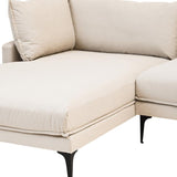 Alora 3 Seater Chaise Sofa - Cream - Left Facing