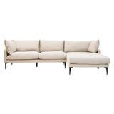 Alora 3 Seater Chaise Sofa - Cream - Right Facing