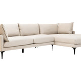 Alora 3 Seater Chaise Sofa - Cream - Right Facing