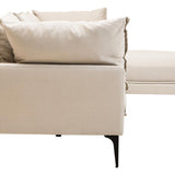 Alora 3 Seater Chaise Sofa - Cream - Right Facing