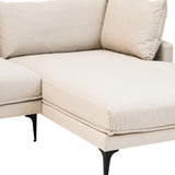 Alora 3 Seater Chaise Sofa - Cream - Right Facing