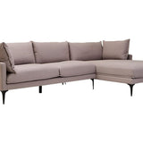 Alora 3 Seater Chaise Sofa - Grey - Right Facing