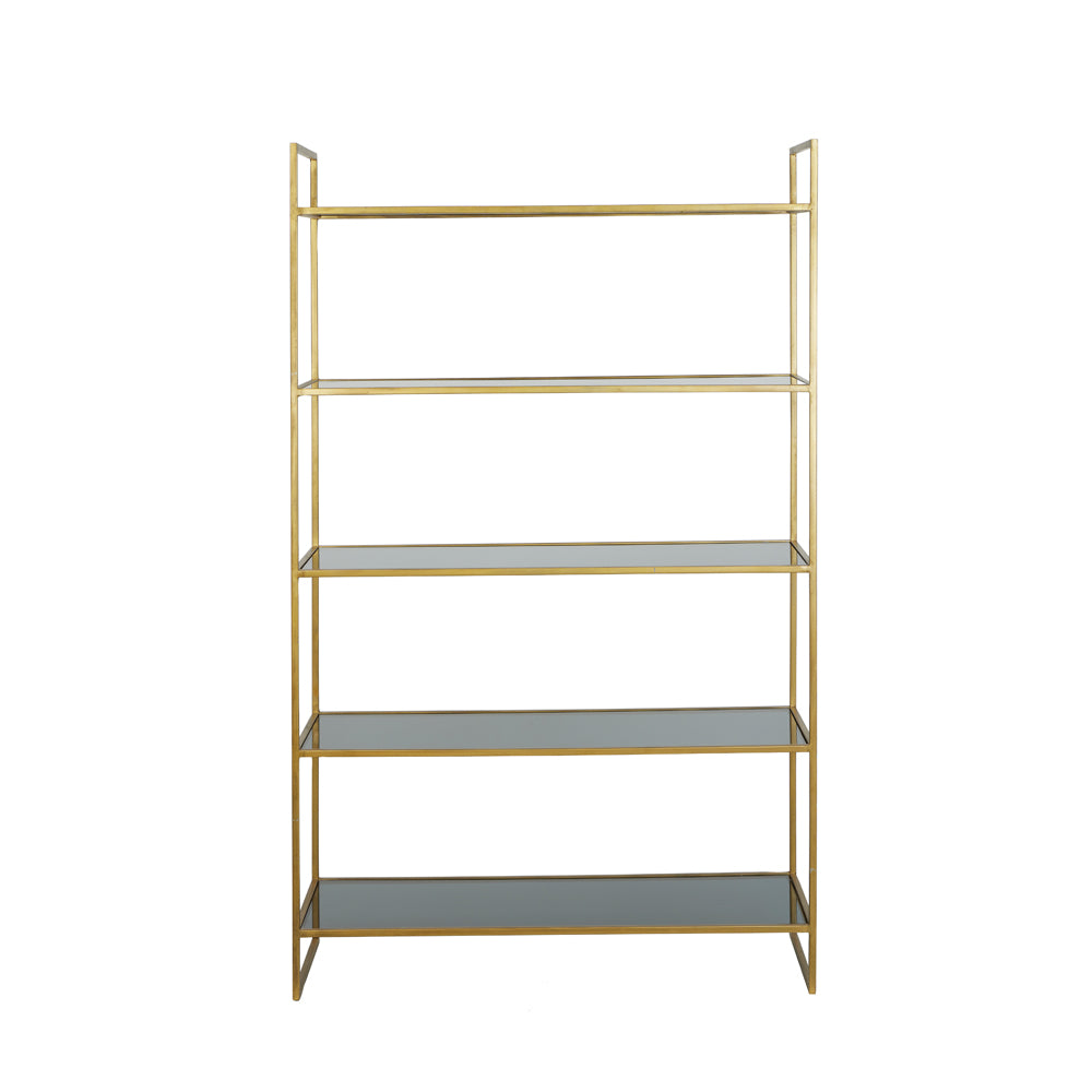 Light & Living Mariki Standing Shelving Unit in Gold and Smoked Glass