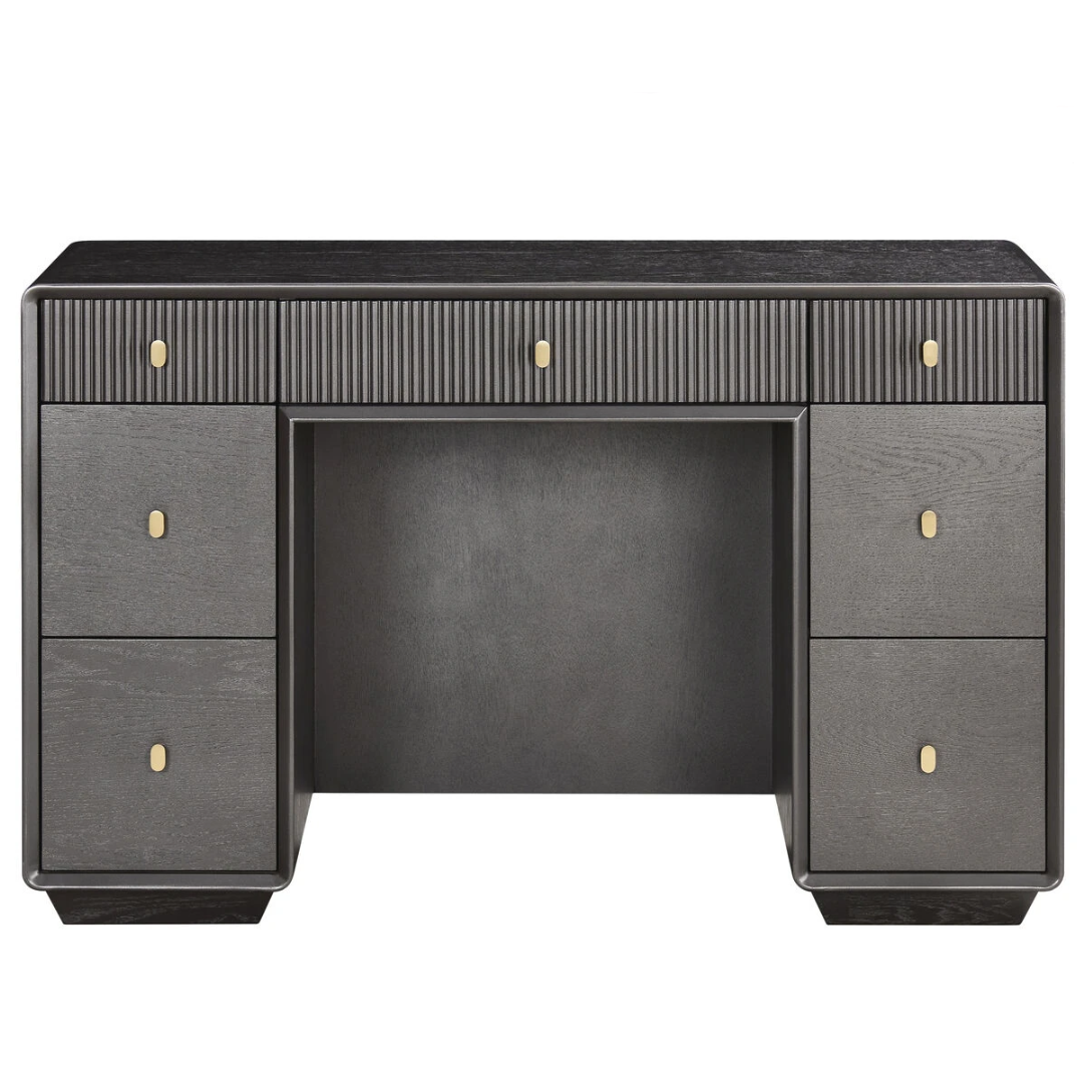 Ambrose Seven Drawer Dressing Table – Brown/Grey