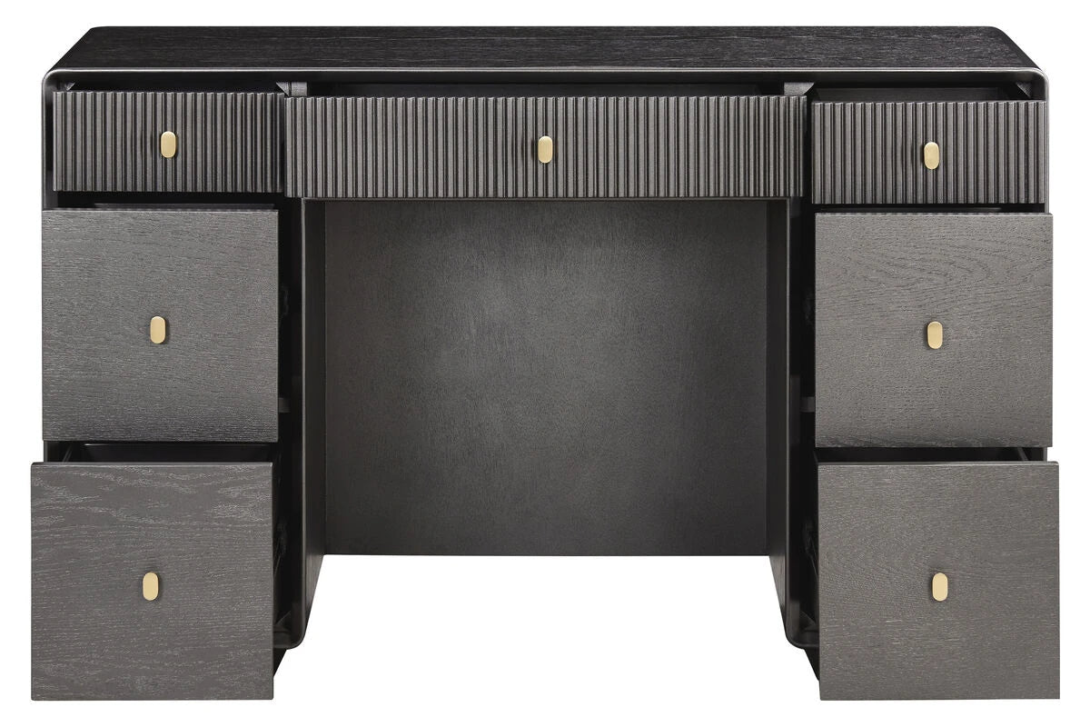 Ambrose Seven Drawer Dressing Table – Brown/Grey