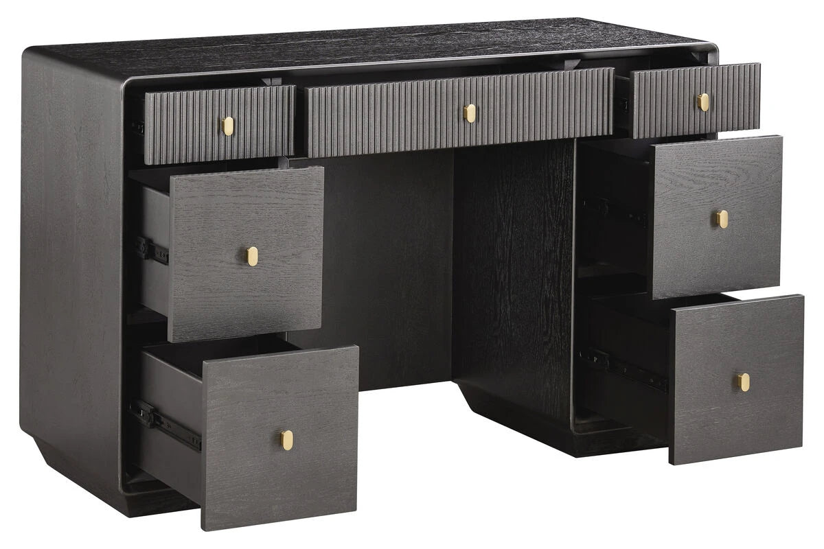 Ambrose Seven Drawer Dressing Table – Brown/Grey