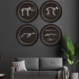 Anatomical Animal Skeletons with Black Background – Oxford Round Framed Print