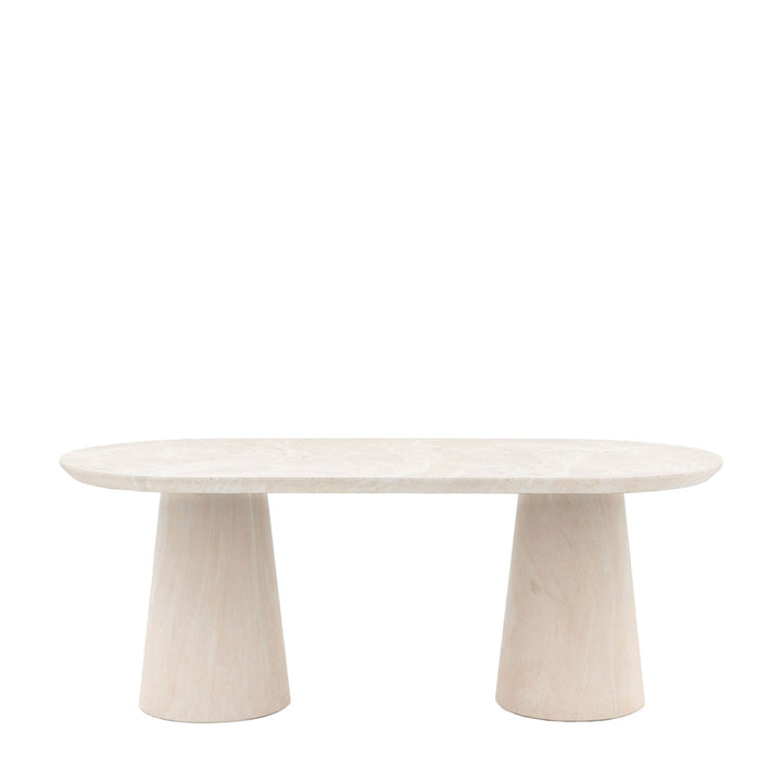 Arbor Oval Dining Table – Travertine-Style Finish