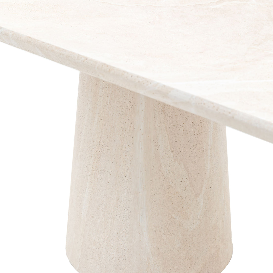 Arbor Oval Dining Table – Travertine-Style Finish