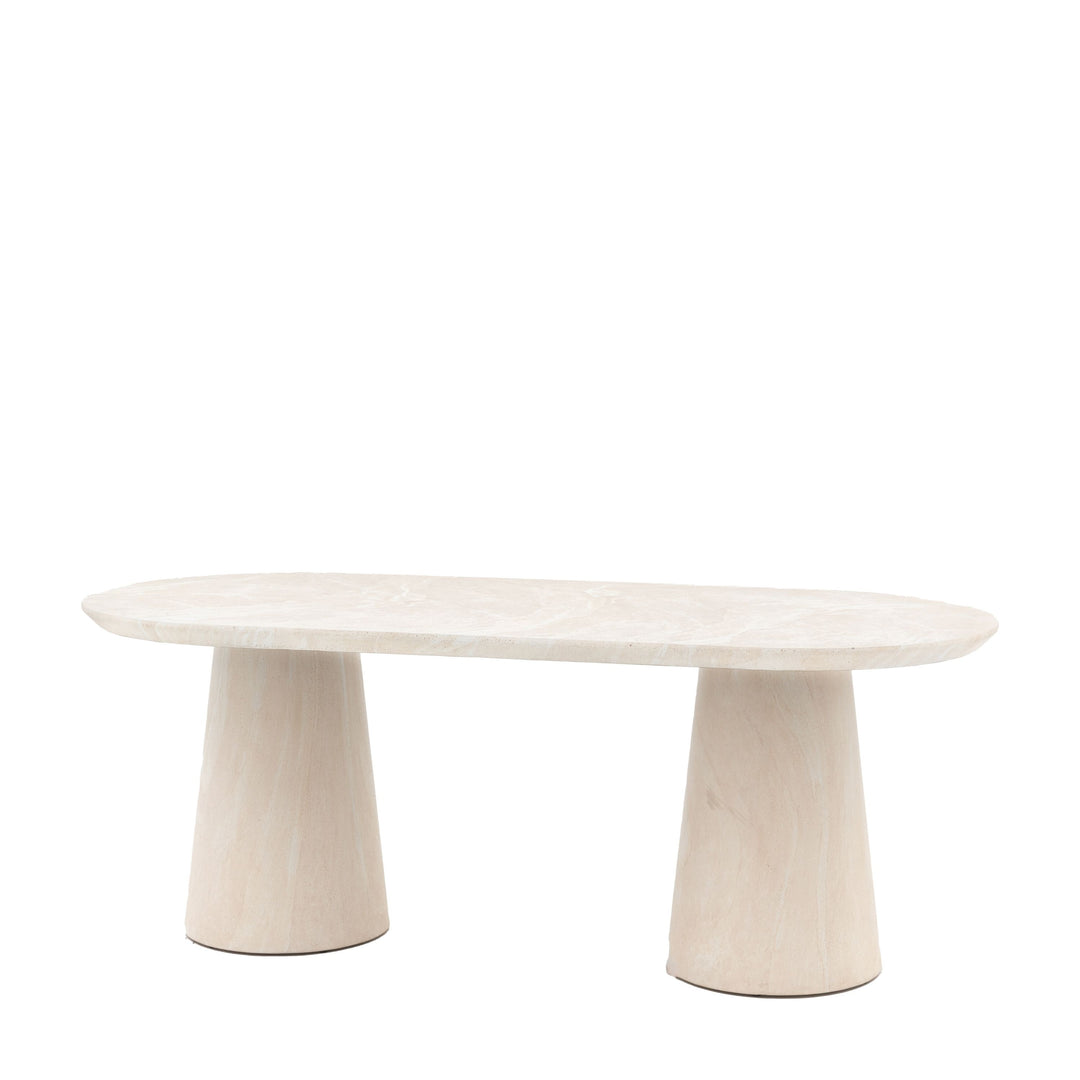 Arbor Oval Dining Table – Travertine-Style Finish