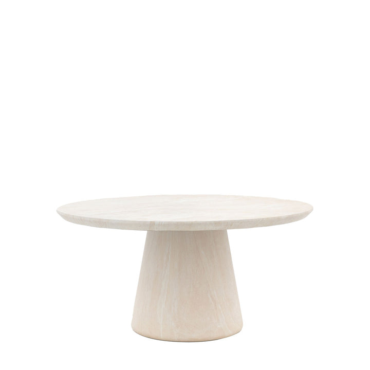 Arbor Round Dining Table – Travertine-Style Finish