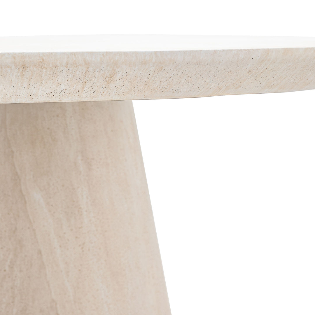 Arbor Round Dining Table – Travertine-Style Finish